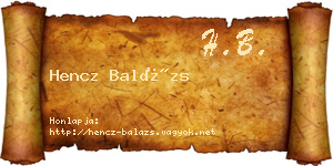 Hencz Balázs névjegykártya